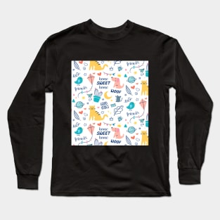 Cute colorful doodle cat Long Sleeve T-Shirt